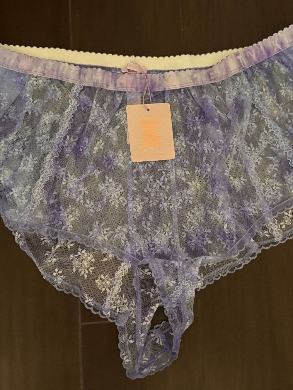 Savage Fenty Watercolor Tie Dye Lace Short With Garter Sz 3X Purple Rain NWT